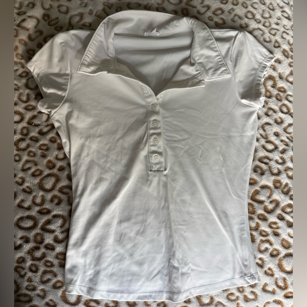 Garage Sleek Short Sleeve Polo Top - White Button Up Top